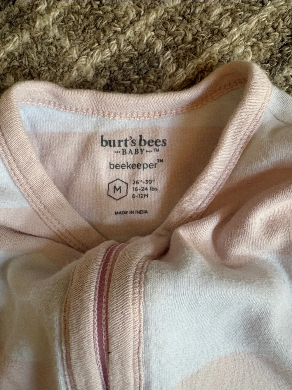 Sleeveless Pink and White Striped Kids Pajama Sleep Sack (Size Medium)